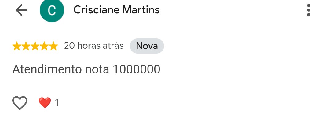 Avaliação de Crisciane Martins no Google