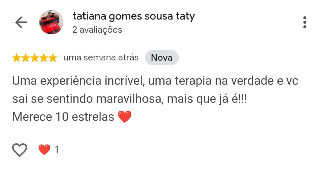 Avaliação de tatiana gomes sousa taty no Google