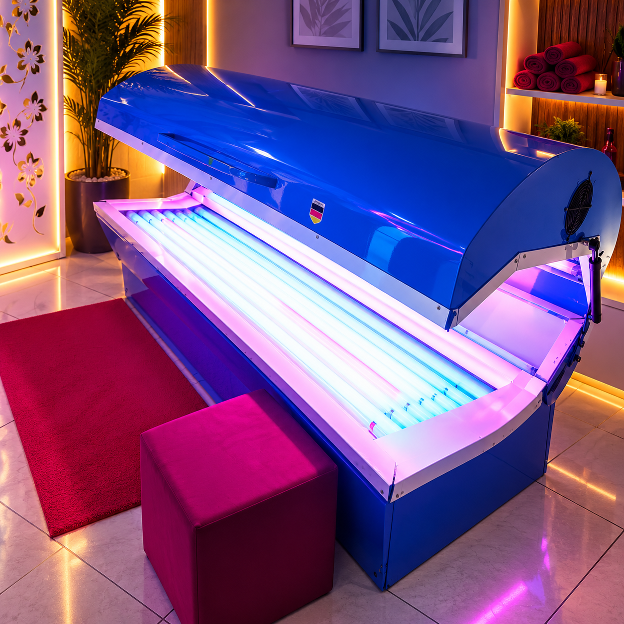 Máquina deitada aberta com iluminação no espaço Encanto do Bronze