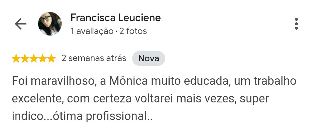 Avaliação de Francisca Leuciene no Google